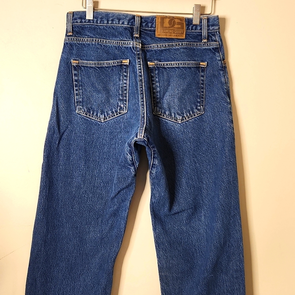 Vintage Diamond Gusset darkwash blue denim jeans straight leg